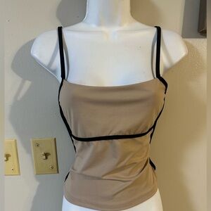 Beige Contrast-Trim Cami Top - Women